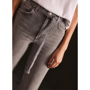 Mint Velvet Grey Washed Belted Relaxed Wide Jeans